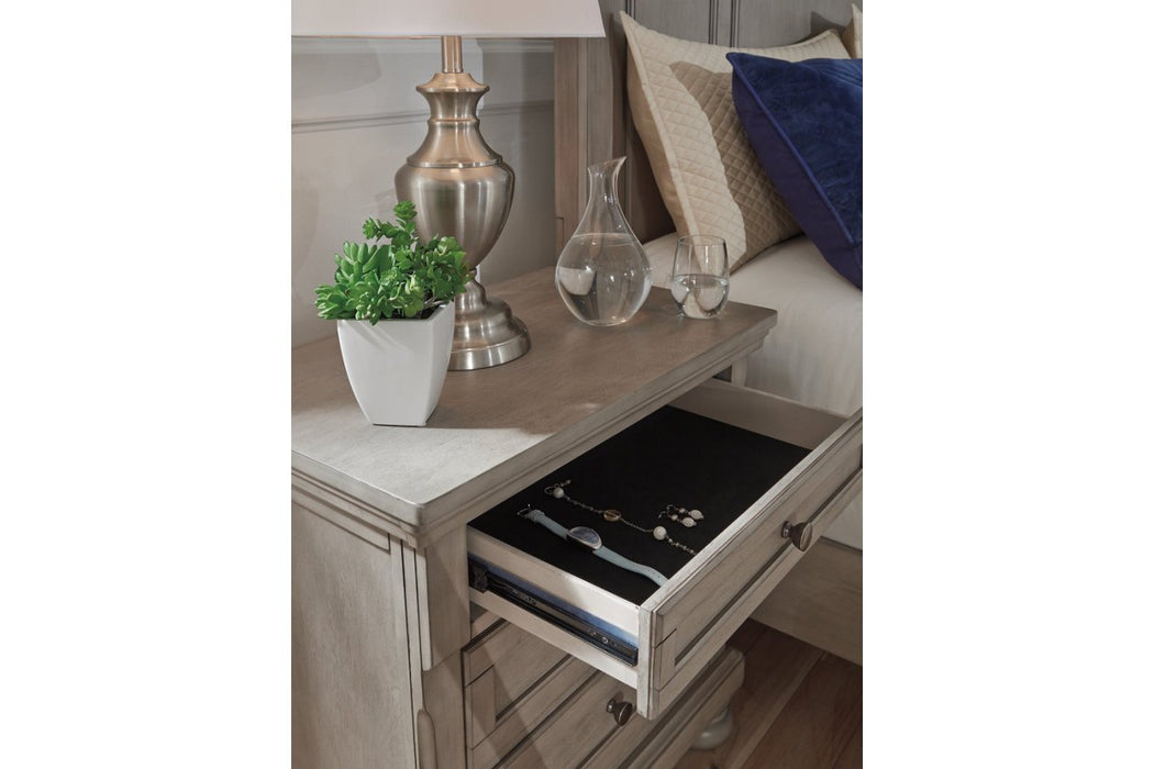 Lettner Light Gray Nightstand - Lara Furniture