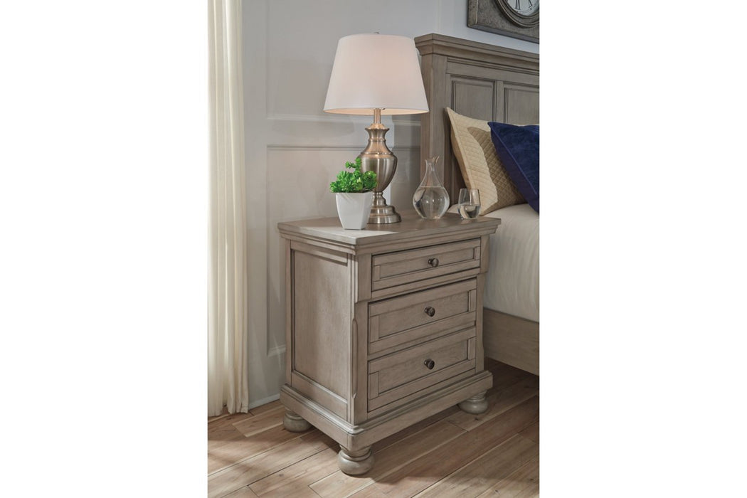 Lettner Light Gray Nightstand - Lara Furniture