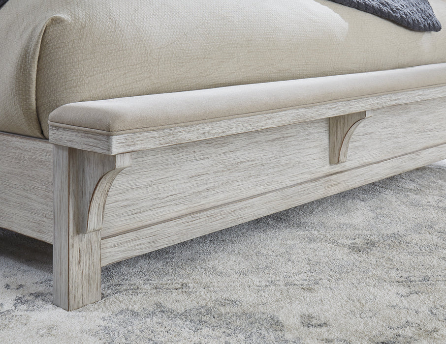 Brashland White King Bench Panel Bed - Lara Furniture