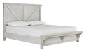 Brashland White Queen Bench Panel Bed - Lara Furniture