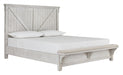 Brashland White King Bench Panel Bed - Lara Furniture