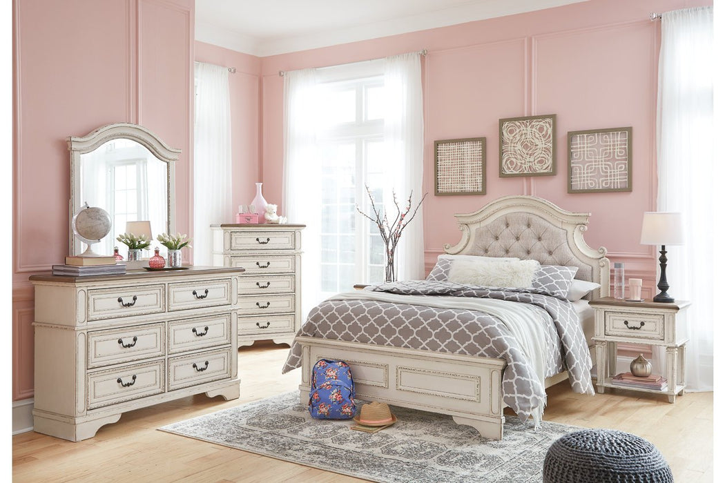 Realyn Chipped White Chest of Drawers - Lara Furniture