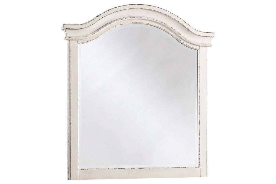 Realyn Chipped White Bedroom Mirror - Lara Furniture