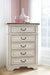 Realyn Chipped White Chest of Drawers - Lara Furniture