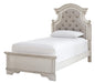 Realyn Chipped White Twin Upholstered Bed - Lara Furniture