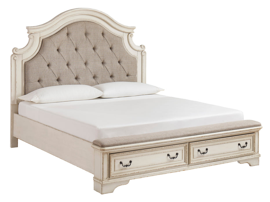 Realyn Chipped White Queen Storage Panel Bed