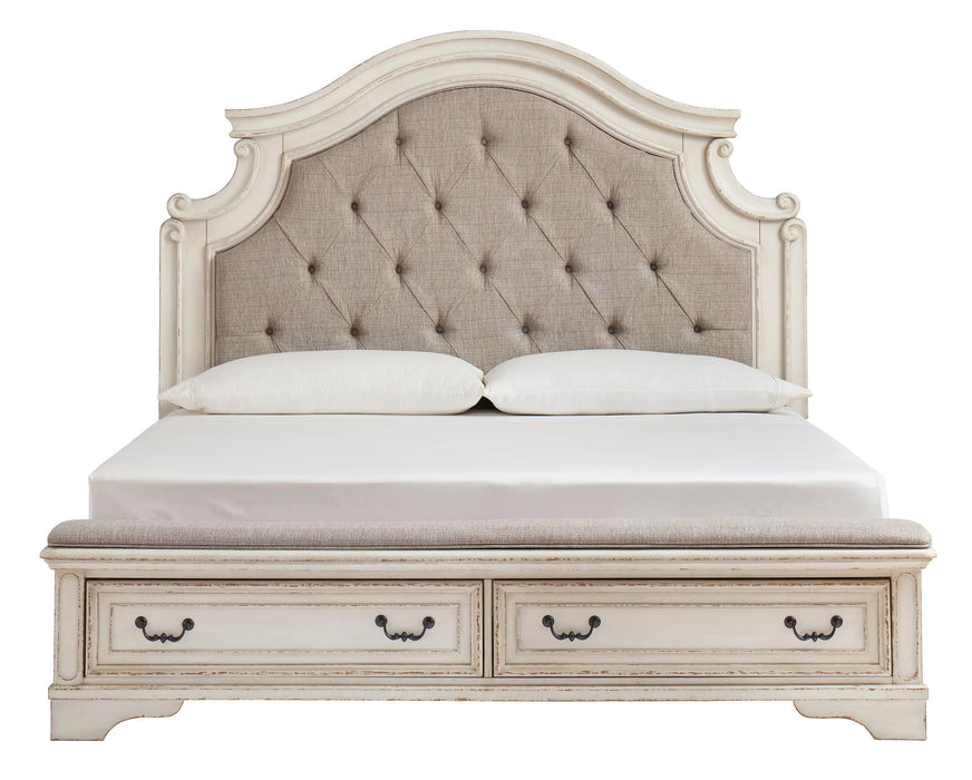 Realyn Chipped White Queen Storage Panel Bed