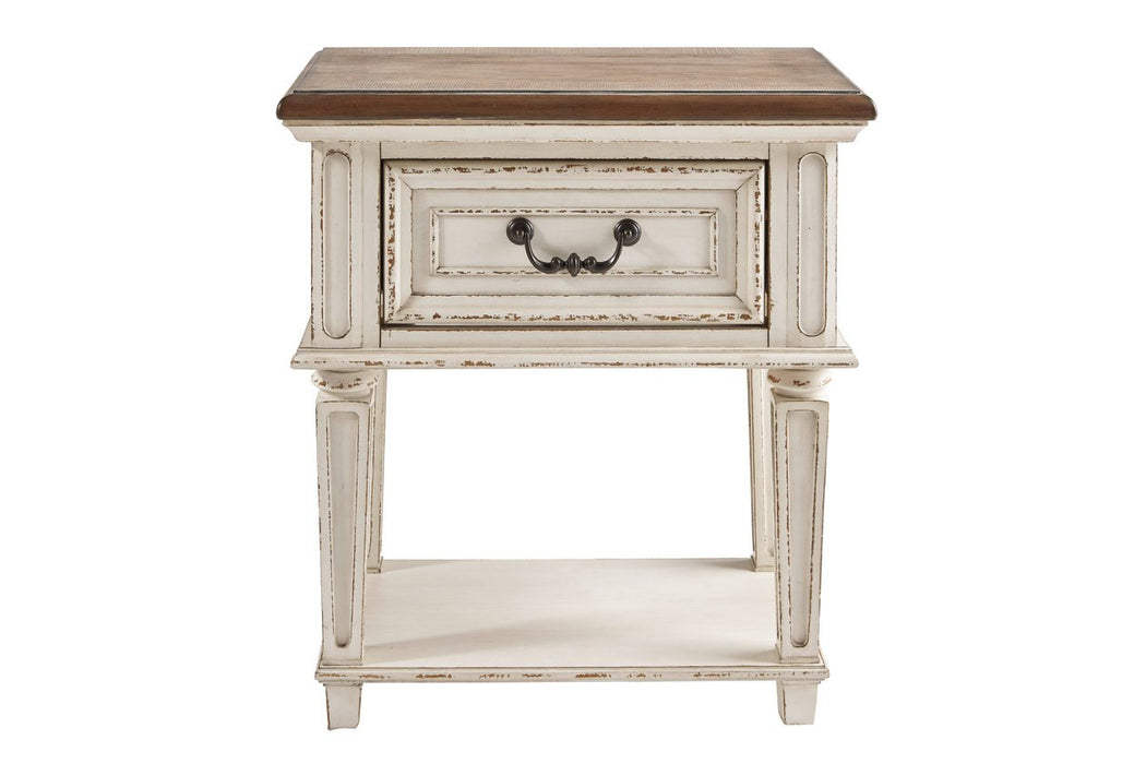 Realyn Chipped White Nightstand - Lara Furniture