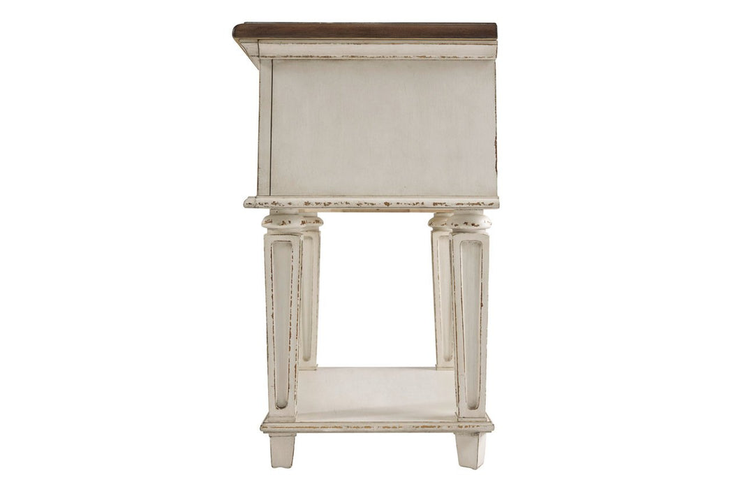 Realyn Chipped White Nightstand - Lara Furniture