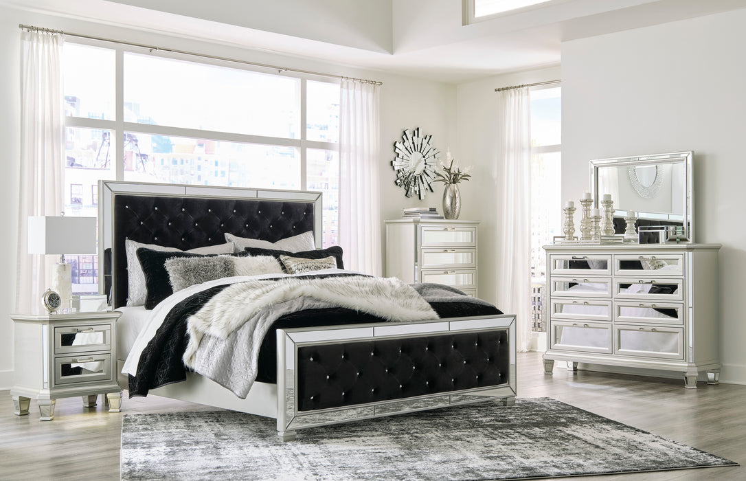 Lindenfield Black Velvet Queen Upholstered Panel Bed