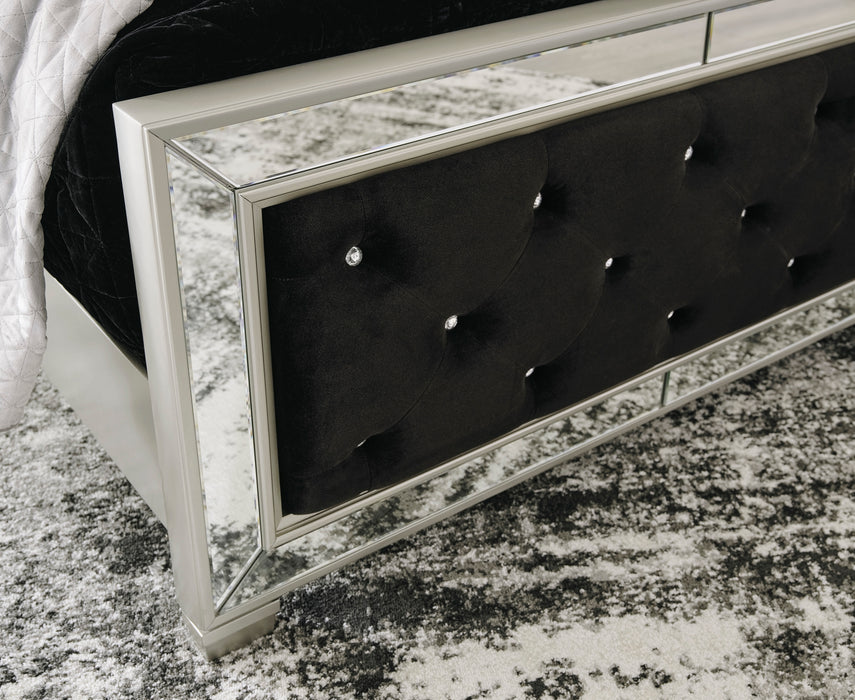 Lindenfield Black Velvet Queen Upholstered Panel Bed
