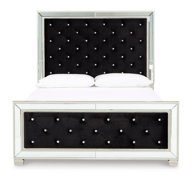 Lindenfield Black Velvet Queen Upholstered Panel Bed