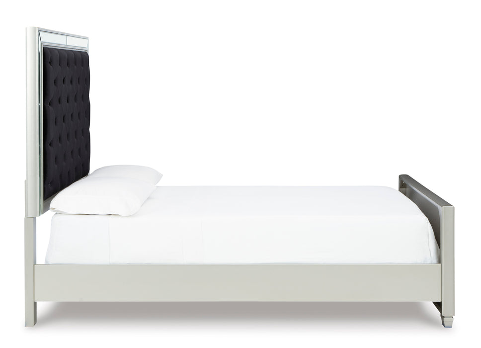 Lindenfield Black Velvet Queen Upholstered Panel Bed