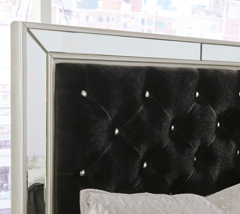 Lindenfield King Black Velvet Upholstered Panel Bed
