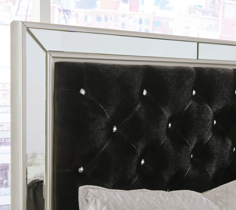 Lindenfield Black Velvet Queen Upholstered Panel Bed