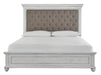 Kanwyn Whitewash Queen Upholstered Panel Bed - Lara Furniture