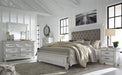 Kanwyn Whitewash King Upholstered Panel Bed - Lara Furniture