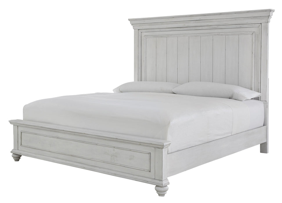 Kanwyn Whitewash Queen Panel Bed - Lara Furniture