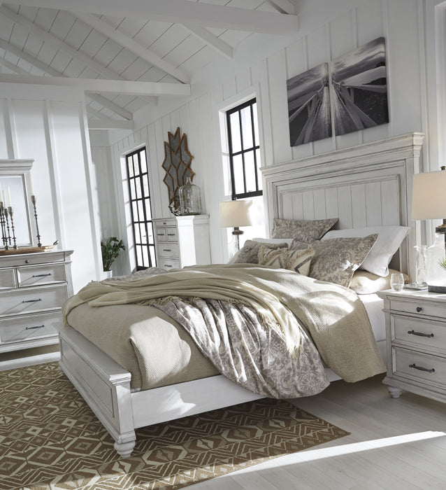 Kanwyn Whitewash King Panel Bed - Lara Furniture