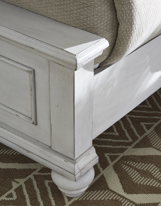 Kanwyn Whitewash Queen Panel Bed - Lara Furniture