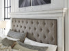 Kanwyn Whitewash King Upholstered Storage Bed - Lara Furniture