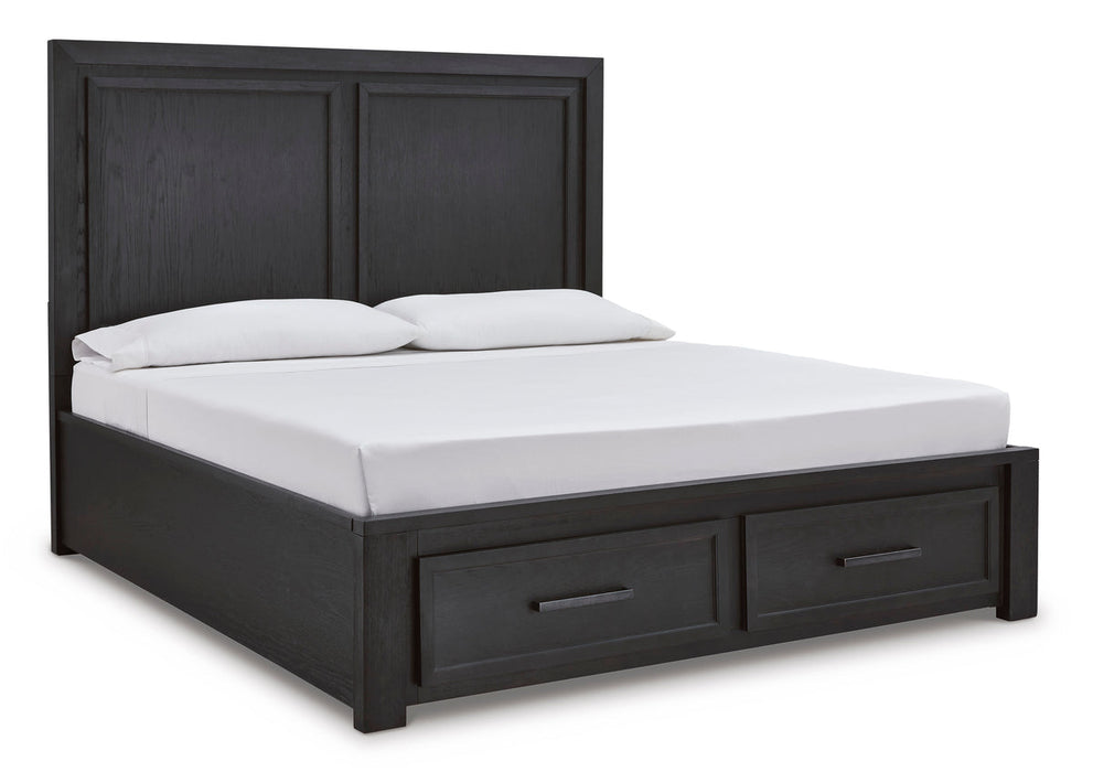 Foyland Black /Brown Footboard Storage Platform Bedroom Set