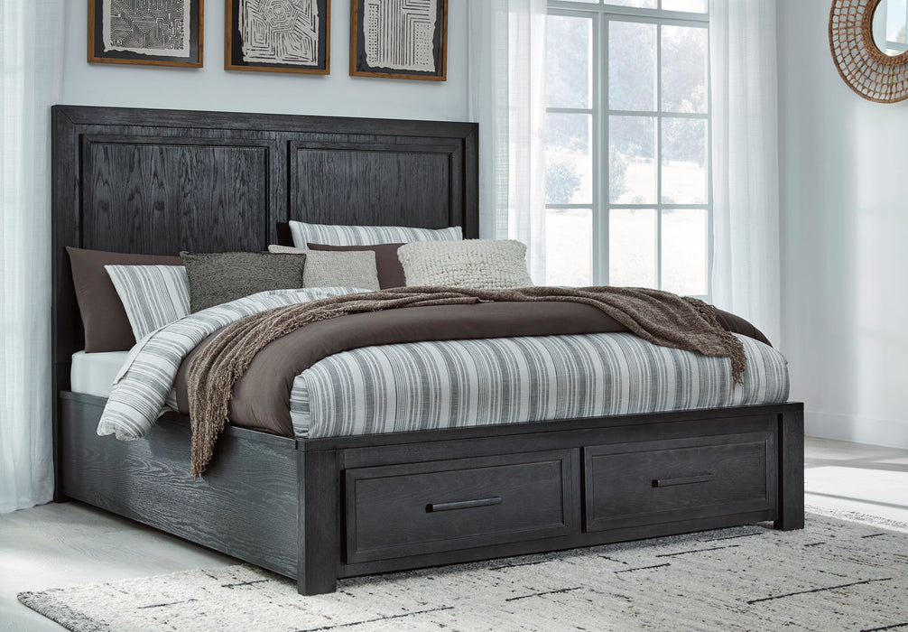 Foyland Black /Brown Footboard Storage Platform Bedroom Set