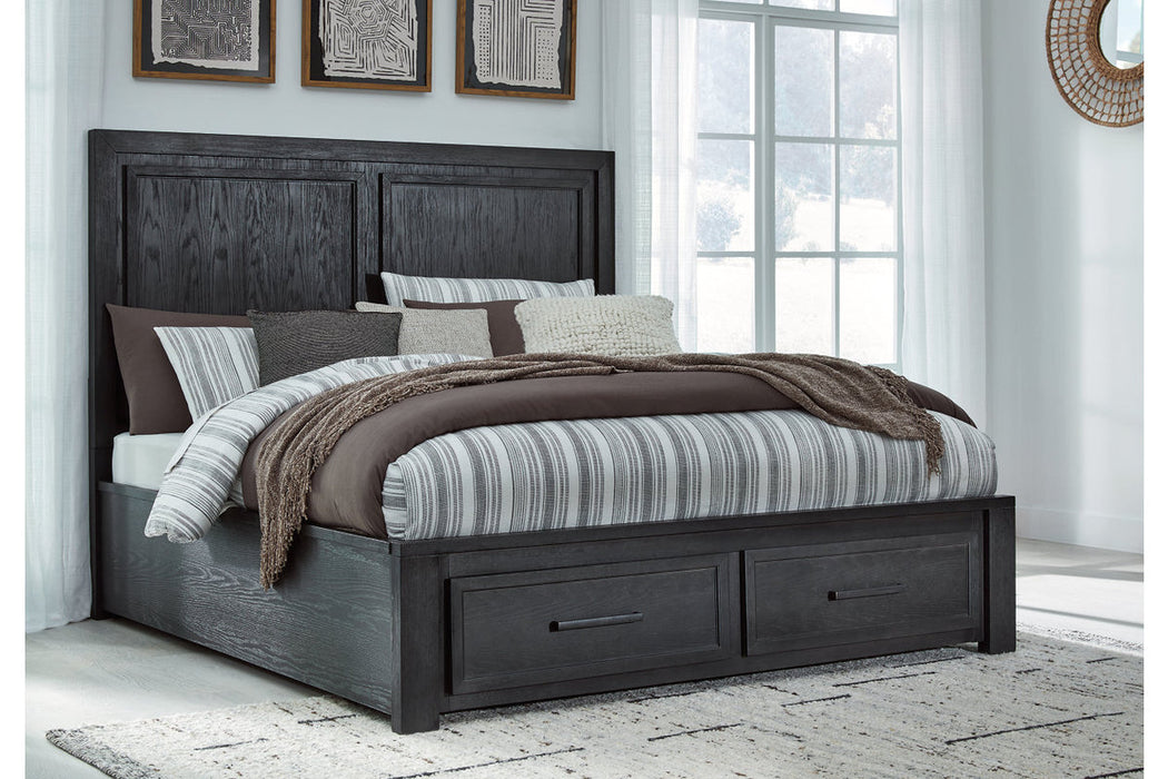 Foyland Black /Brown Footboard Storage Platform Bedroom Set