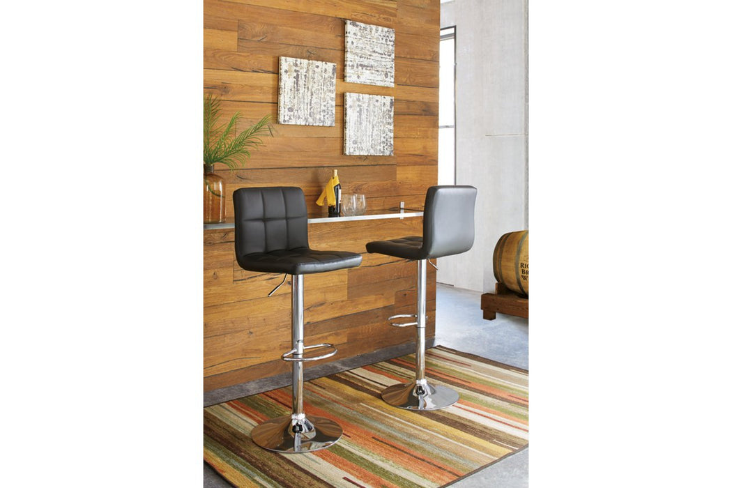 Bellatier Black/Chrome Finish Adjustable Height Bar Stool - Lara Furniture