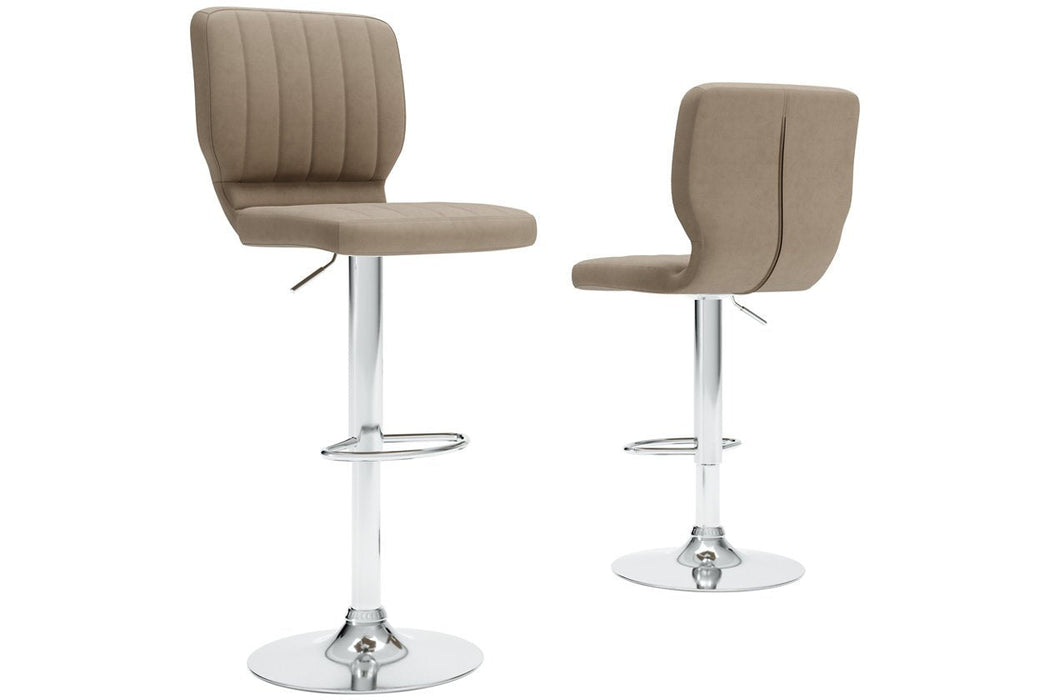 Pollzen Taupe Bar Height Bar Stool (Set of 2) - Lara Furniture