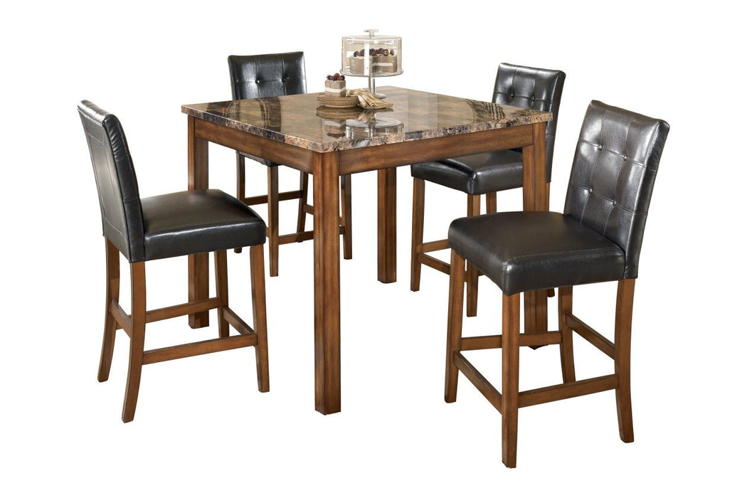 Theo Warm Brown Counter Height Dining Table and Bar Stools (Set of 5) - Lara Furniture