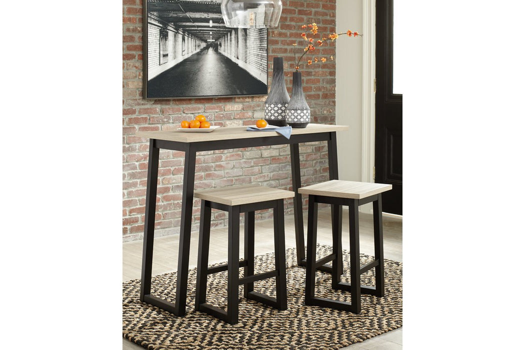 Waylowe Two-tone Counter Height Dining Table and Bar Stools (Set of 3) - Lara Furniture