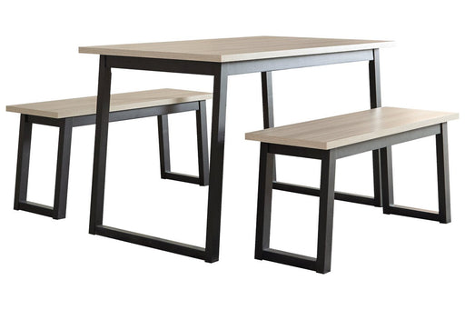 Waylowe Two-tone Dining Table and Benches (Set of 3) - Lara Furniture