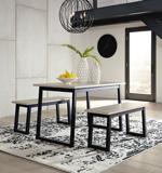 Waylowe Two-tone Dining Table and Benches (Set of 3) - Lara Furniture