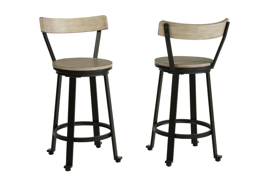 Melenski Light Tan/Black Counter Height Bar Stool (Set of 2) - Lara Furniture