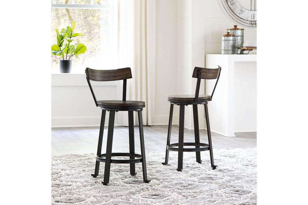 Melenski Grayish Brown/Black Counter Height Bar Stool (Set of 2) - Lara Furniture