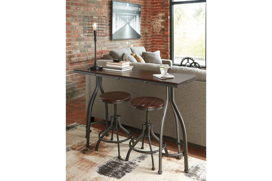 Odium Rustic Brown Counter Height Dining Table and Bar Stools (Set of 3) - Lara Furniture