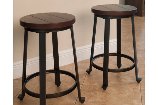 Challiman Rustic Brown Counter Height Bar Stool (Set of 2) - Lara Furniture