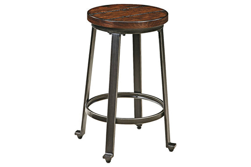 Challiman Rustic Brown Counter Height Bar Stool (Set of 2) - Lara Furniture