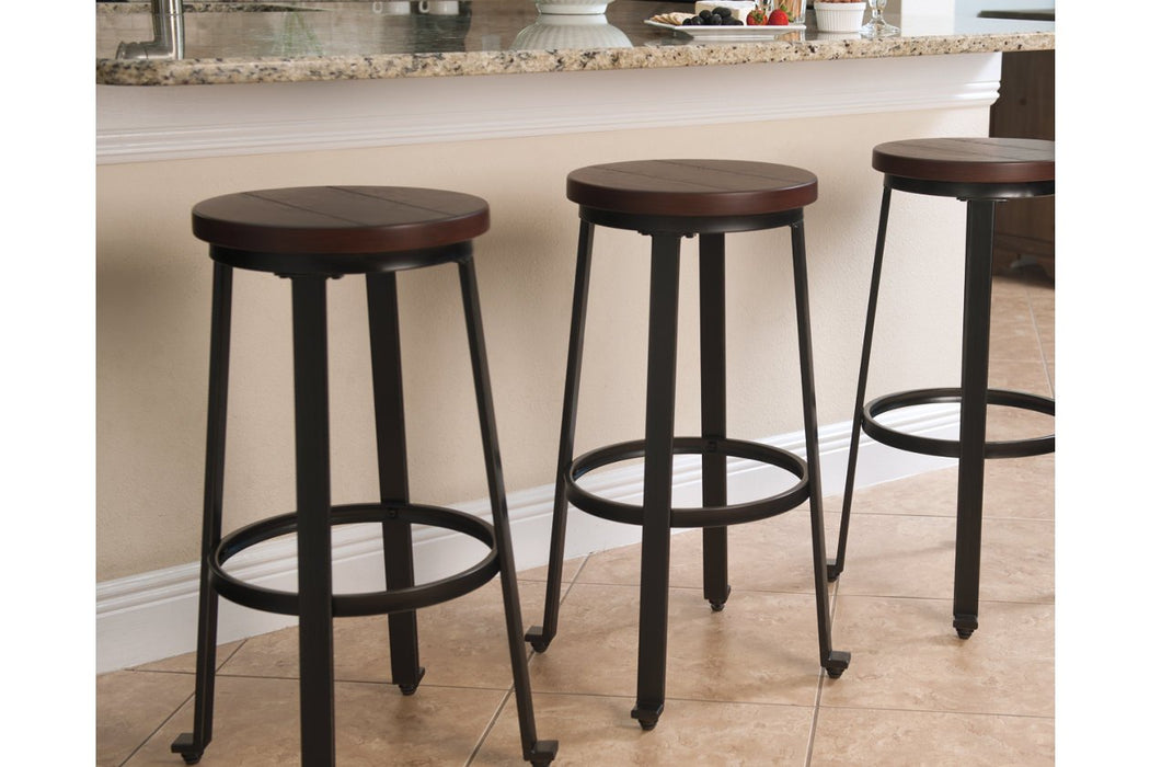 Challiman Rustic Brown Bar Height Bar Stool (Set of 2) - Lara Furniture