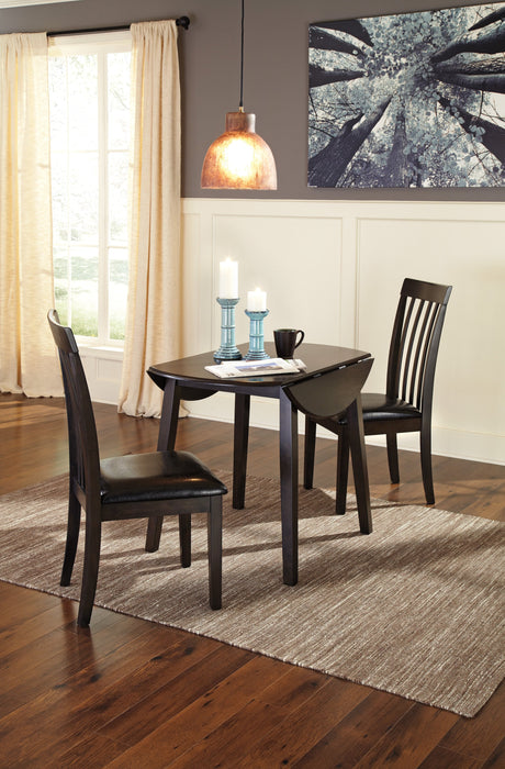 Hammis Dark Brown Round Drop Leaf Dining Set - Lara Furniture