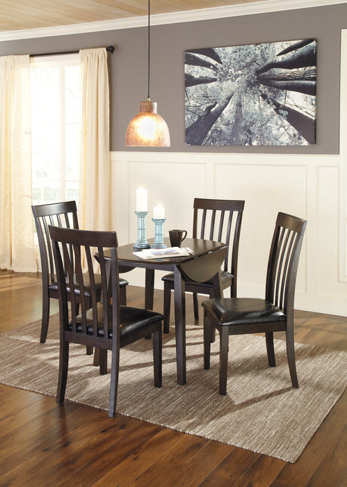 Hammis Dark Brown Round Drop Leaf Dining Set - Lara Furniture