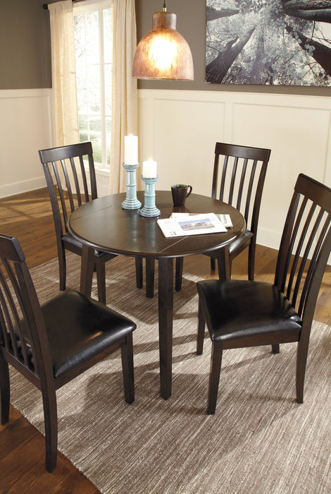 Hammis Dark Brown Round Drop Leaf Dining Set - Lara Furniture