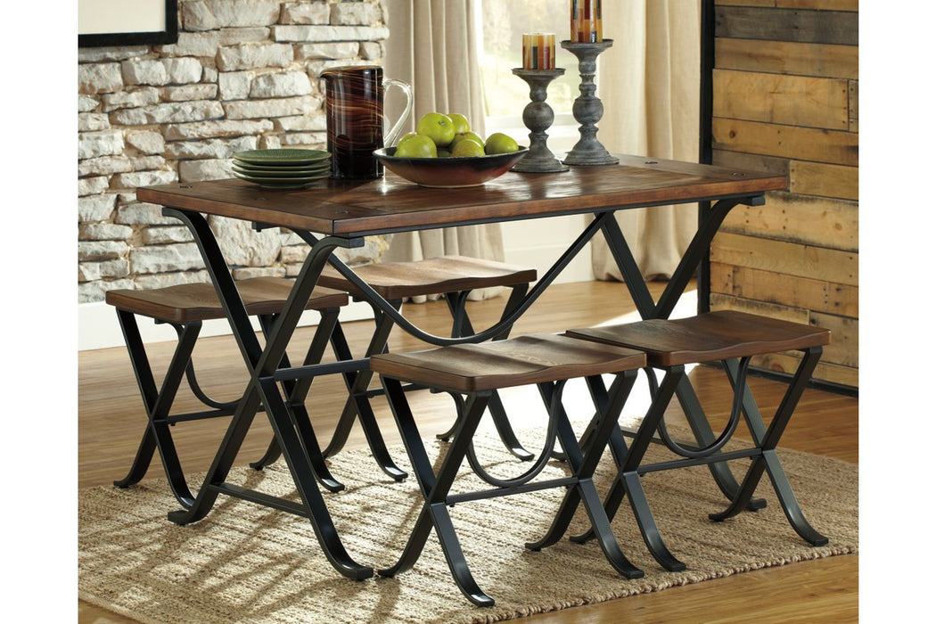 Freimore Medium Brown Dining Table and Stools (Set of 5) - Lara Furniture