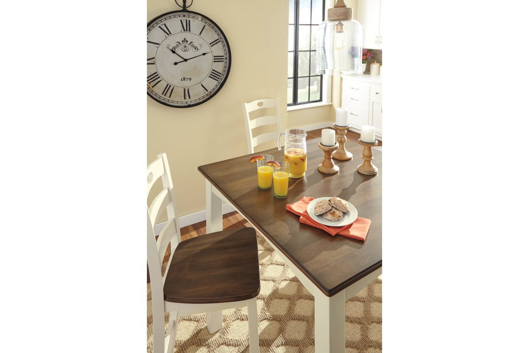 Woodanville Cream/Brown Counter Height Dining Table and Bar Stools (Set of 5) - Lara Furniture