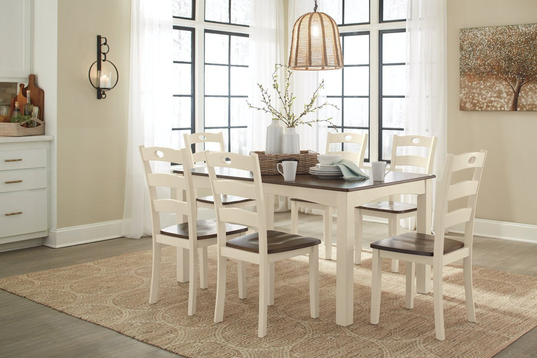 Woodanville Cream/Brown Dining Table and Chairs (Set of 7) - Lara Furniture