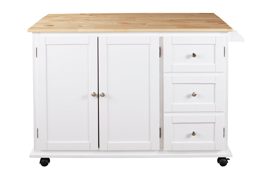 Withurst White/Light Brown Kitchen Cart - Lara Furniture