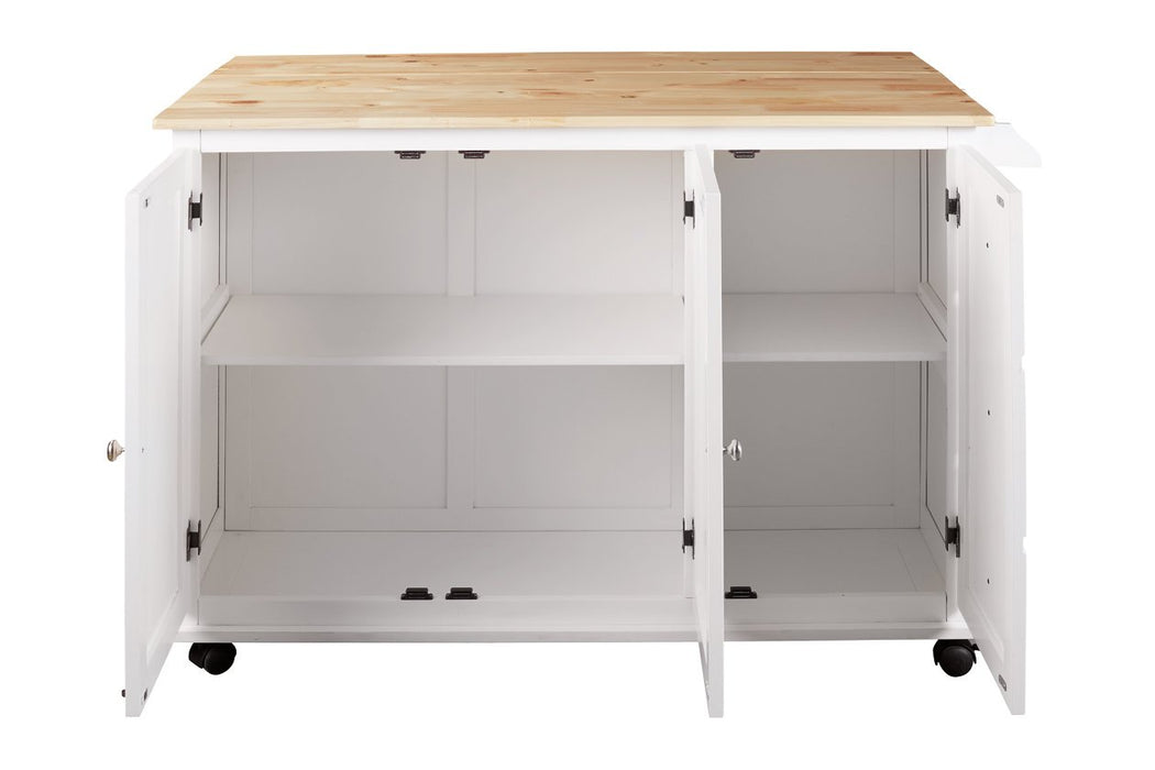 Withurst White/Light Brown Kitchen Cart - Lara Furniture