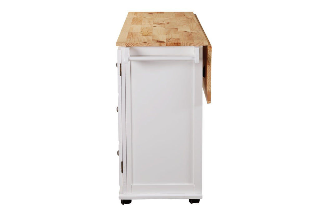 Withurst White/Light Brown Kitchen Cart - Lara Furniture