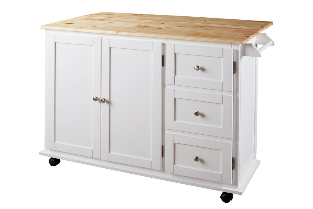 Withurst White/Light Brown Kitchen Cart - Lara Furniture